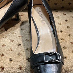 Joan & David Circe Black Leather Pumps